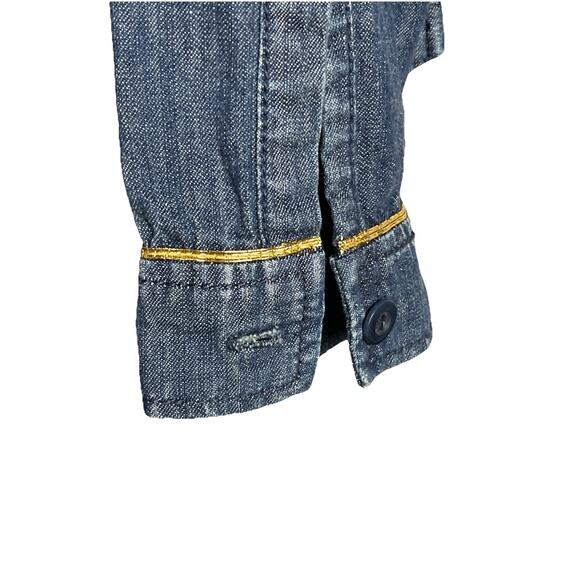 7 for All Mankind Denim Chambray Golden Details Button Down Shirt Size S, Sample - Picture 6 of 6